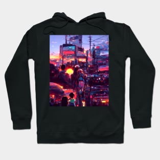 Walking By The Dreamy Anime Sunset Hoodie